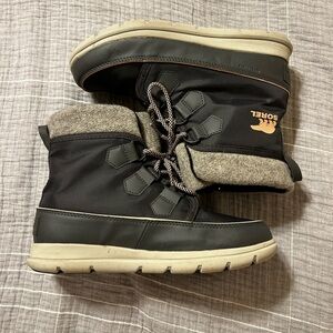 Sorel Black and Cream Lace-Up Boots